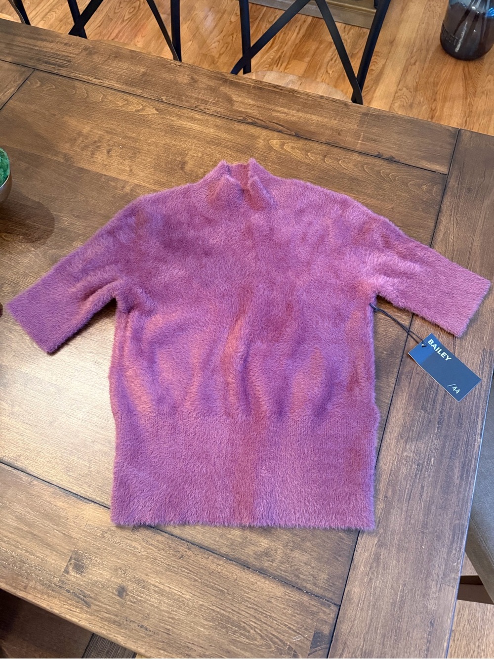 Bailey 44 Plum color Short-Sleeve Mock Neck Sweater